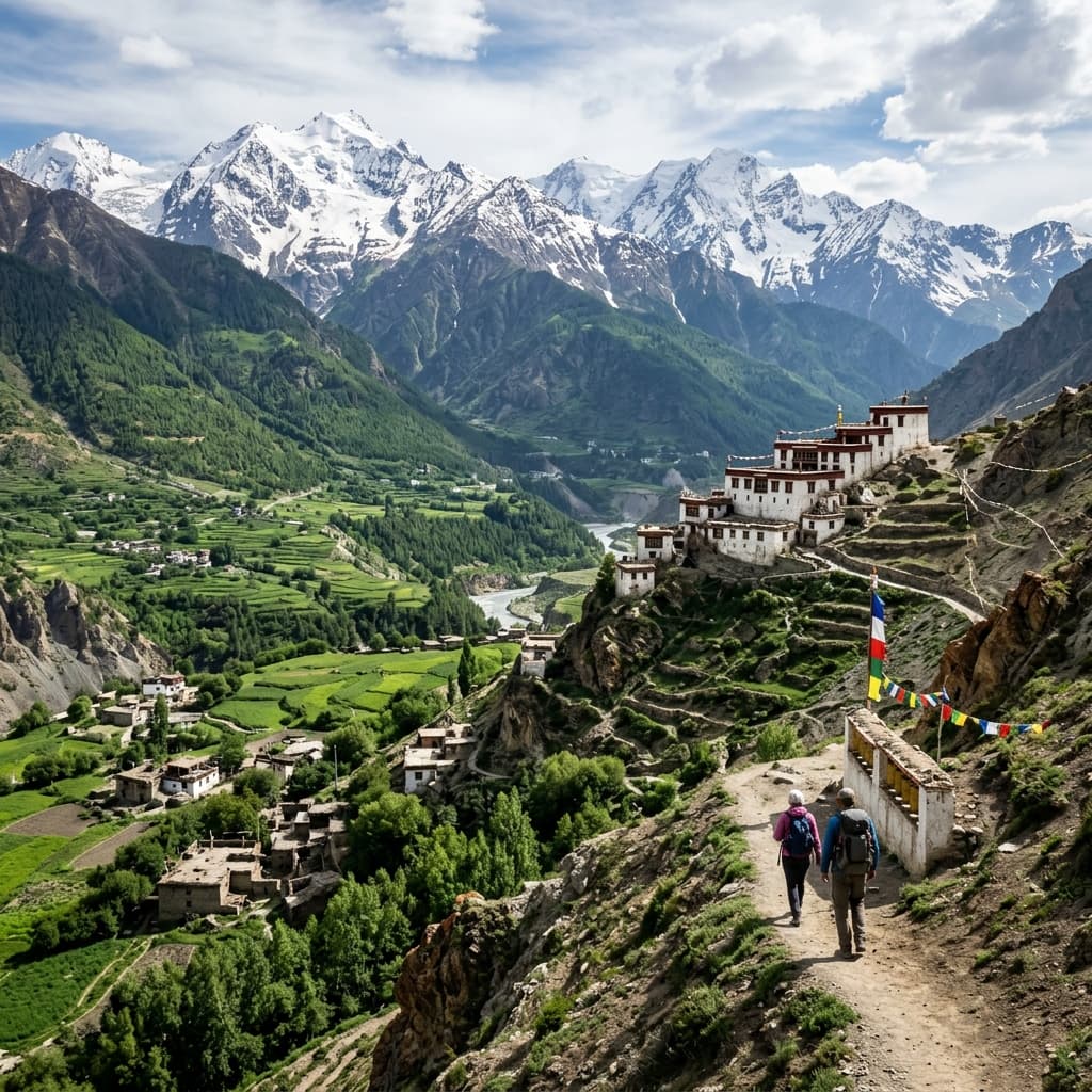 Scenic Himalayan mountains in Himachal Pradesh